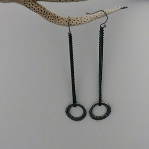 Minimalist Silver Textured Circle Dangle Earring